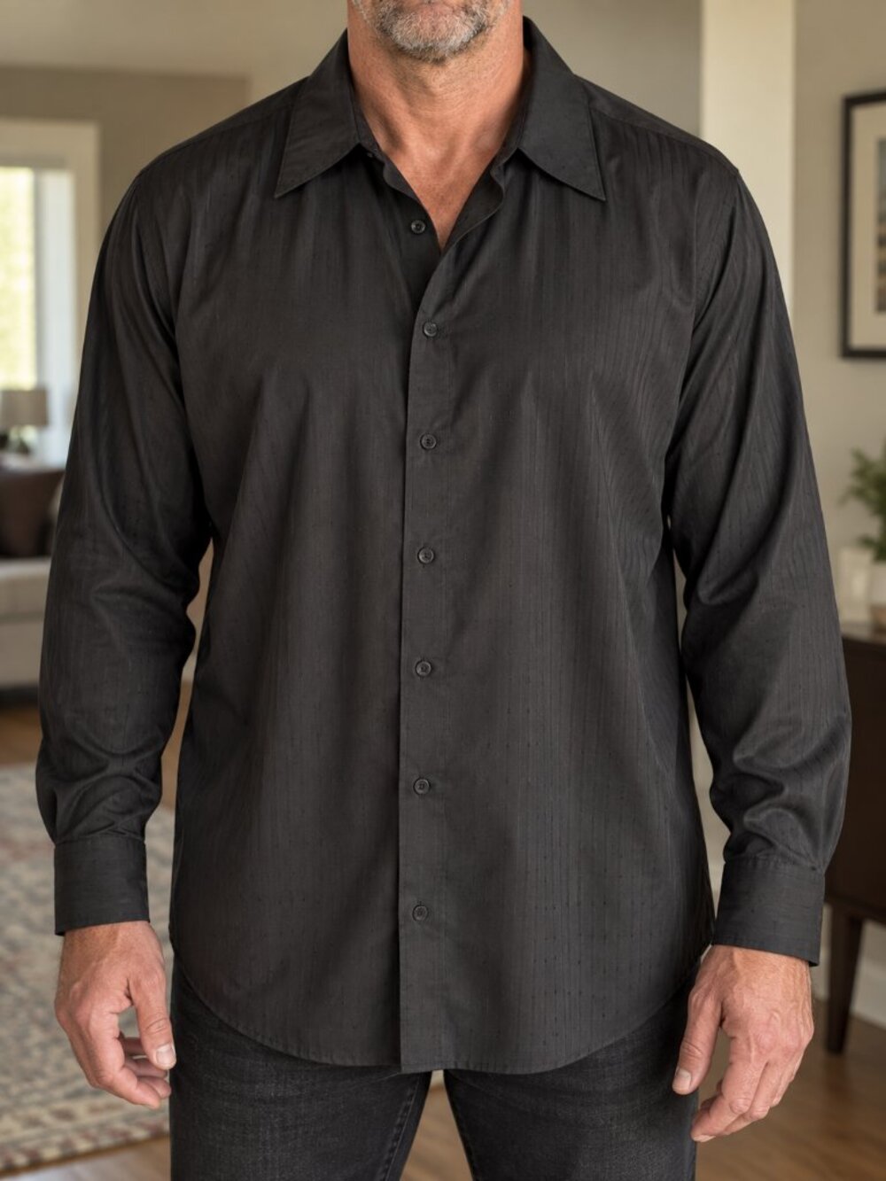 23 Dist Men's 3XLT Black Long Sleeve Button Down Shirt